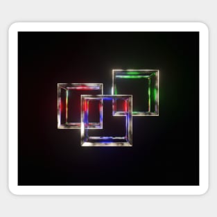 Three Floating Colorful Wireframe Cubes Design Sticker